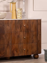 Barker and Stonehouse Brown Tasso 6 Drawer Marble Top Chest - Image 2 of 12