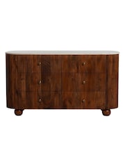 Barker and Stonehouse Brown Tasso 6 Drawer Marble Top Chest - Image 6 of 12
