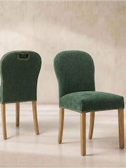 Barker and Stonehouse Green and Light Oak Gable Fabric Dining Chair With Legs - Image 1 of 10