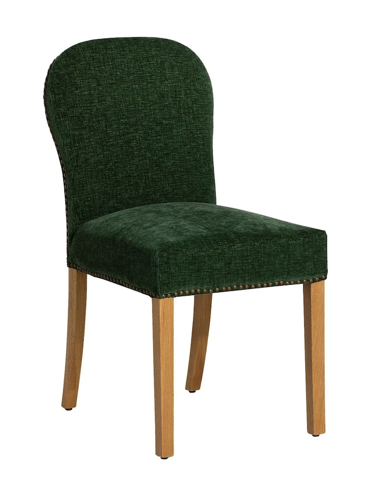 Barker and Stonehouse Green and Light Oak Gable Fabric Dining Chair With Legs - Image 2 of 10