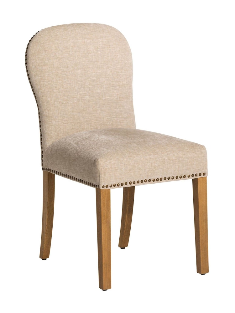 Barker and Stonehouse Beige and Light Oak Gable Fabric Dining Chair With Legs - Image 2 of 10