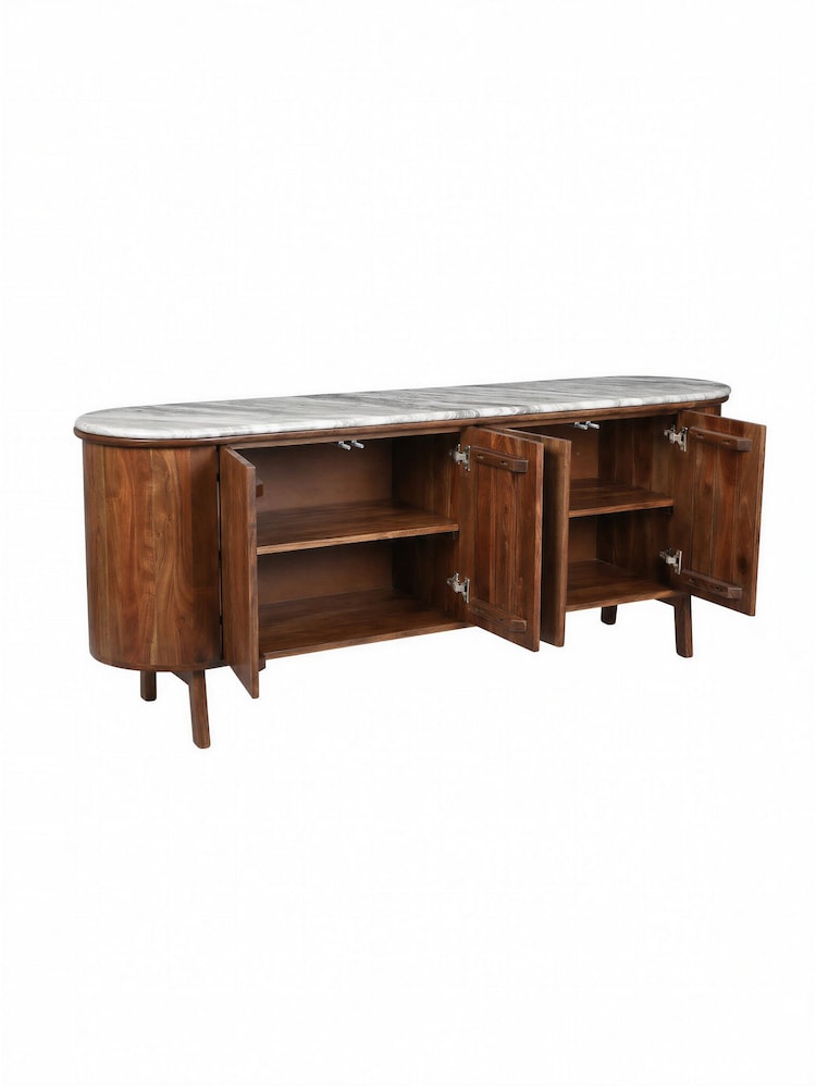 Barker and Stonehouse Brown Cresta 4 Door Marble Sideboard - Image 9 of 9