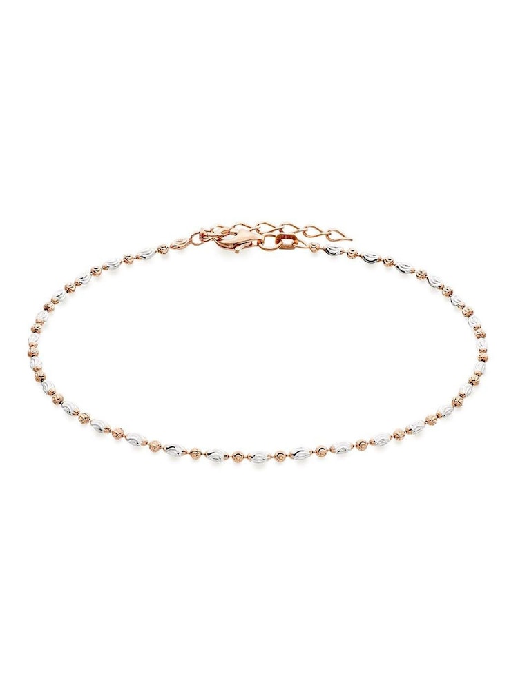 Beaverbrooks Silver and Rose Gold Plated Sparkle Anklet - Image 1 of 3