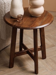 Barker and Stonehouse Brown Cresta Round Acacia Side Table - Image 1 of 7