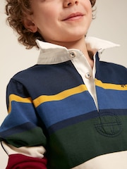 Joules Boys' Onside Navy Striped Cotton Rugby Shirt - Image 10 of 18