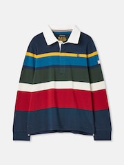 Joules Boys' Onside Navy Striped Cotton Rugby Shirt - Image 12 of 18