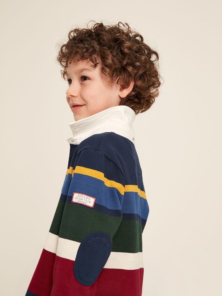 Joules Boys' Onside Navy Striped Cotton Rugby Shirt - Image 2 of 18