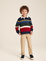 Joules Boys' Onside Navy Striped Cotton Rugby Shirt - Image 3 of 18