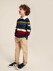 Joules Boys' Onside Navy Striped Cotton Rugby Shirt - Image 4 of 18