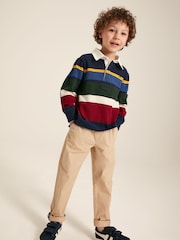Joules Boys' Onside Navy Striped Cotton Rugby Shirt - Image 5 of 18