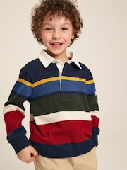 Joules Boys' Onside Navy Striped Cotton Rugby Shirt - Image 7 of 18