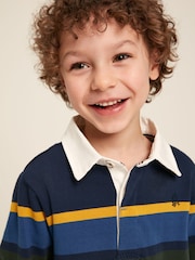 Joules Boys' Onside Navy Striped Cotton Rugby Shirt - Image 8 of 18