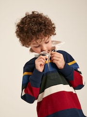 Joules Boys' Onside Navy Striped Cotton Rugby Shirt - Image 9 of 18