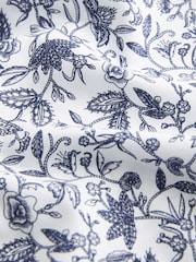 White/Blue Floral Easy Iron With Button Down Collar Short Sleeve Oxford Shirt - Image 6 of 6