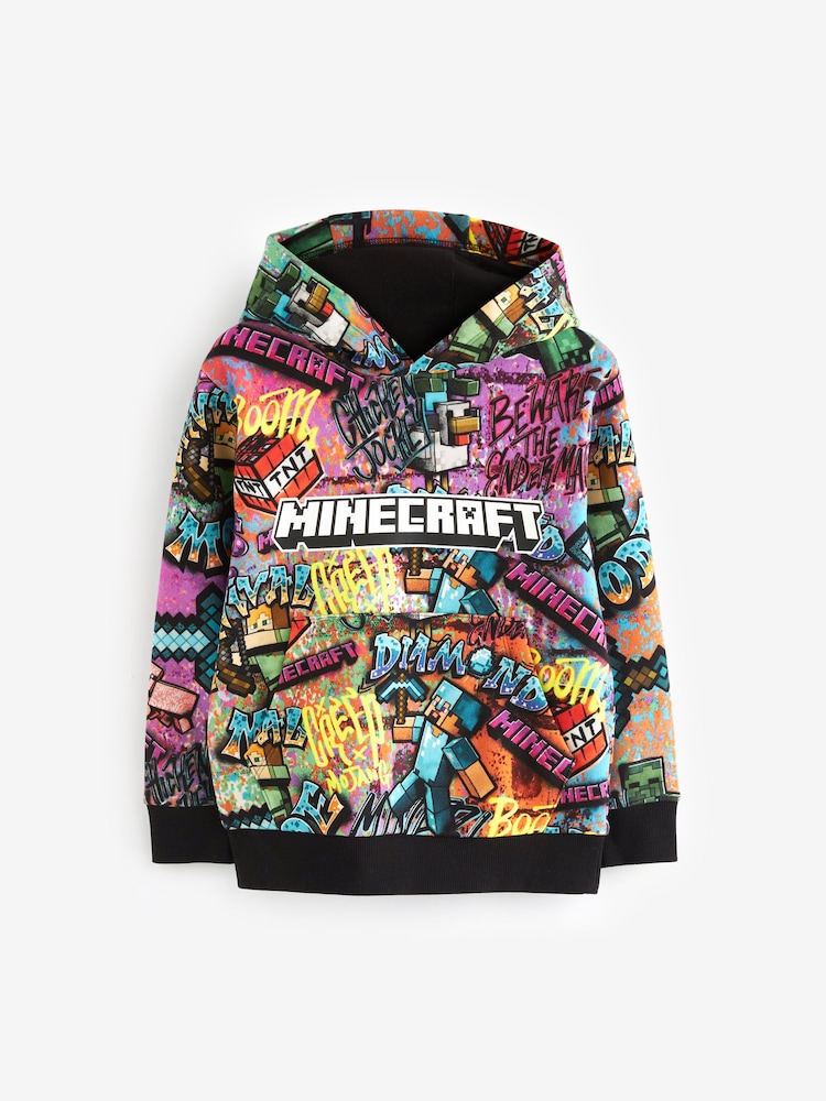 Black/Green Minecraft Graffiti Hoodie (3-16yrs) - Image 1 of 3