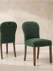 Barker and Stonehouse Green and Dark Oak Gable Fabric Dining Chair With Dark Legs - Image 1 of 10