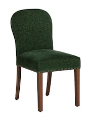 Barker and Stonehouse Green and Dark Oak Gable Fabric Dining Chair With Dark Legs - Image 2 of 10