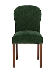 Barker and Stonehouse Green and Dark Oak Gable Fabric Dining Chair With Dark Legs - Image 3 of 10