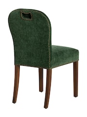 Barker and Stonehouse Green and Dark Oak Gable Fabric Dining Chair With Dark Legs - Image 4 of 10