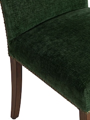 Barker and Stonehouse Green and Dark Oak Gable Fabric Dining Chair With Dark Legs - Image 9 of 10