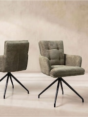 Barker and Stonehouse Green Odine Velvet Swivel Dining Chair - Image 1 of 9