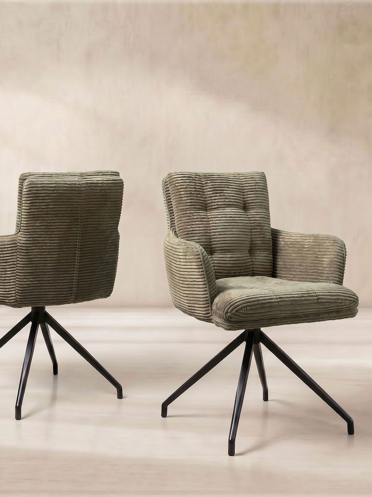 Barker and Stonehouse Green Odine Velvet Swivel Dining Chair - Image 1 of 9