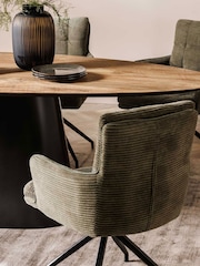 Barker and Stonehouse Green Odine Velvet Swivel Dining Chair - Image 3 of 9
