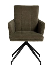 Barker and Stonehouse Green Odine Velvet Swivel Dining Chair - Image 5 of 9