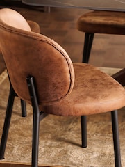 Barker and Stonehouse Tan Elodie Curved Fabric Dining Chair - Image 2 of 7