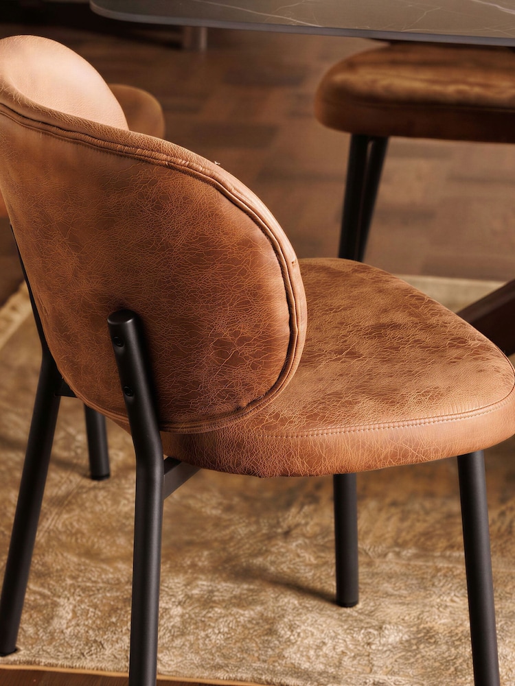 Barker and Stonehouse Tan Elodie Curved Fabric Dining Chair - Image 2 of 7 Barker and Stonehouse Tan Elodie Curved Fabric Dining Chair - Image 2 of 7