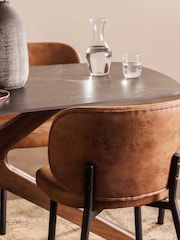 Barker and Stonehouse Tan Elodie Curved Fabric Dining Chair - Image 3 of 7