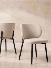 Barker and Stonehouse Off White Elodie Curved Fabric Dining Chair - Image 1 of 4