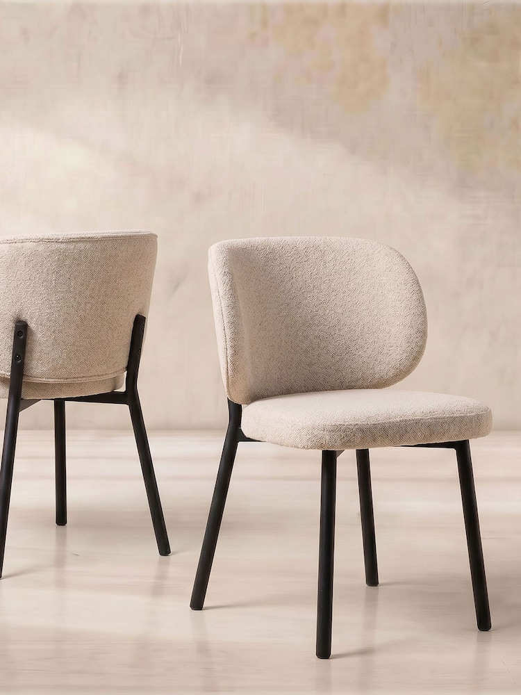 Barker and Stonehouse Off White Elodie Curved Fabric Dining Chair - Image 1 of 4 Barker and Stonehouse Off White Elodie Curved Fabric Dining Chair - Image 1 of 4