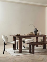 Barker and Stonehouse Off White Elodie Curved Fabric Dining Chair - Image 2 of 4