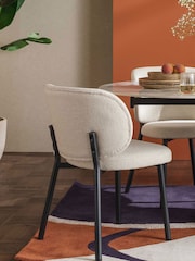 Barker and Stonehouse Off White Elodie Curved Fabric Dining Chair - Image 3 of 4