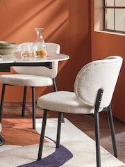 Barker and Stonehouse Off White Elodie Curved Fabric Dining Chair - Image 4 of 4