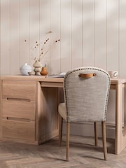 Barker and Stonehouse Herringbone Maurice Fabric Dining Chair With Leather Handle - Image 1 of 9
