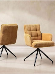 Barker and Stonehouse Yellow Odine Velvet Swivel Dining Chair - Image 1 of 11