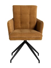 Barker and Stonehouse Yellow Odine Velvet Swivel Dining Chair - Image 6 of 11