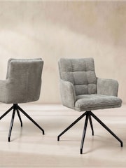 Barker and Stonehouse Grey Odine Velvet Swivel Dining Chair - Image 1 of 6
