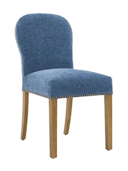 Barker and Stonehouse Blue and Light Oak Gable Fabric Dining Chair With Legs - Image 2 of 7