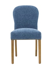 Barker and Stonehouse Blue and Light Oak Gable Fabric Dining Chair With Legs - Image 3 of 7