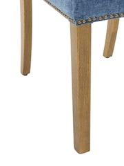 Barker and Stonehouse Blue and Light Oak Gable Fabric Dining Chair With Legs - Image 6 of 7