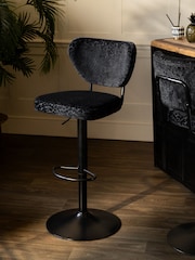 Rockett St George Leopard Luxe Cut Velvet Black Perfect Adjustable Height Bar Stool - Image 1 of 4