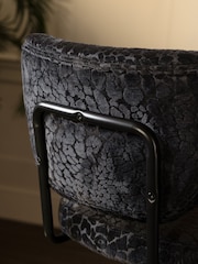Rockett St George Leopard Luxe Cut Velvet Black Perfect Adjustable Height Bar Stool - Image 2 of 4