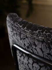 Rockett St George Leopard Luxe Cut Velvet Black Perfect Adjustable Height Bar Stool - Image 4 of 4