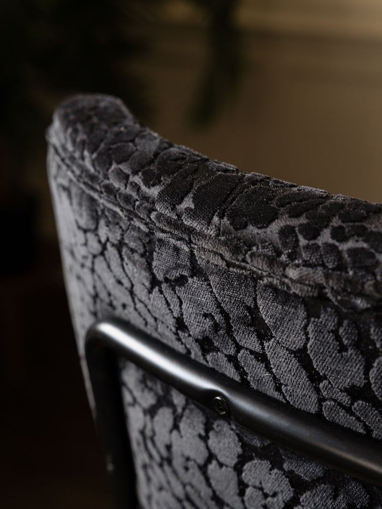 Rockett St George Leopard Luxe Cut Velvet Black Perfect Adjustable Height Bar Stool - Image 4 of 4 Rockett St George Leopard Luxe Cut Velvet Black Perfect Adjustable Height Bar Stool - Image 4 of 4