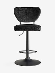 Rockett St George Leopard Luxe Cut Velvet Black Perfect Adjustable Height Bar Stool - Image 5 of 8