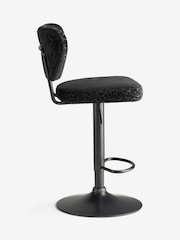 Rockett St George Leopard Luxe Cut Velvet Black Perfect Adjustable Height Bar Stool - Image 7 of 8