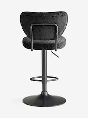 Rockett St George Leopard Luxe Cut Velvet Black Perfect Adjustable Height Bar Stool - Image 8 of 8